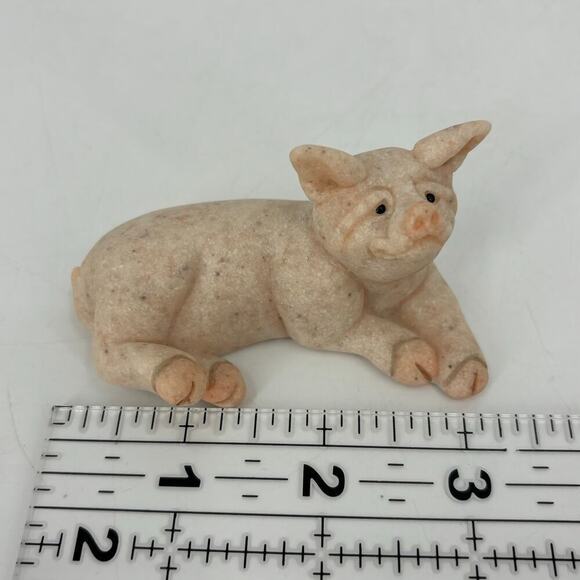 Vintage 2000 Quarry Critters Patch Pink Pig Figurine Second Nature Design 3 Inch - Picture 7 of 8